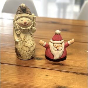 ❤️3/$15🩷Snowman and Santa Wood Carved Christmas Holiday Decorations